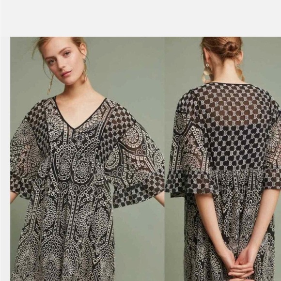 Akemi + Kim Anthropologie Brooke Eyelet Swing Dress size 6 Excellent condition - Picture 6 of 8